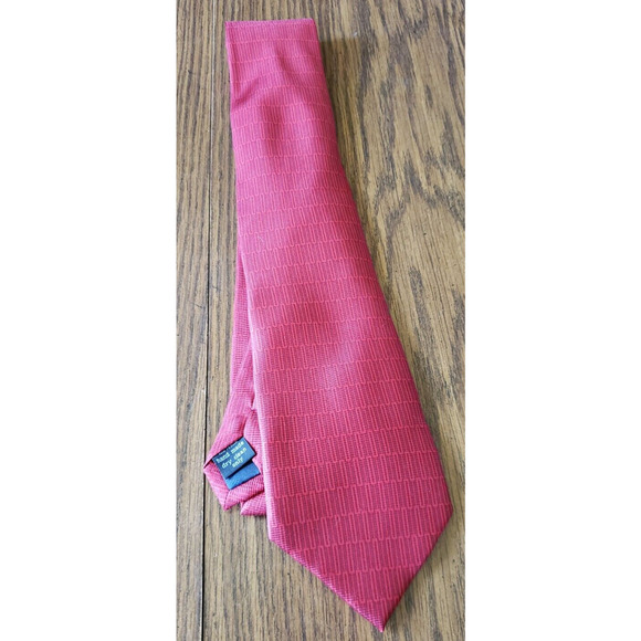 Bijoux Terner Red Solid Stitched 3" x 62" Long Silk Necktie Tie - Picture 5 of 7